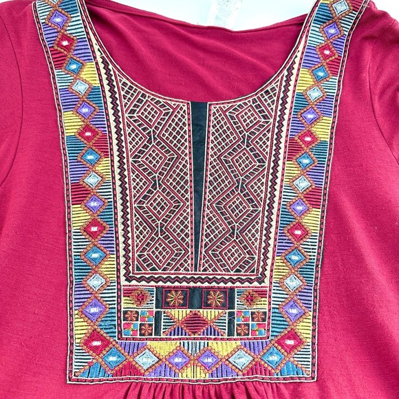 Bellamie Embroidered Dress with Fringe Belle Sleeved Size Medium - Picture 6 of 9